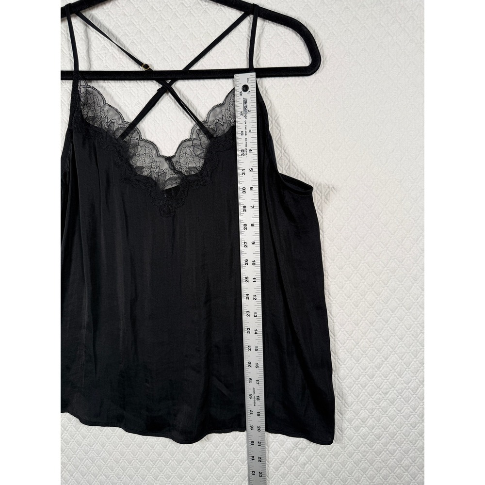 Soma Womens XL Black Lace Trim Strappy Crisscross Back Camisole Top Sleeveless - Picture 3 of 8